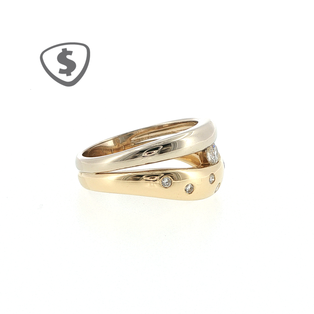 18ct Yellow and White Gold Diamond Engagement Ring