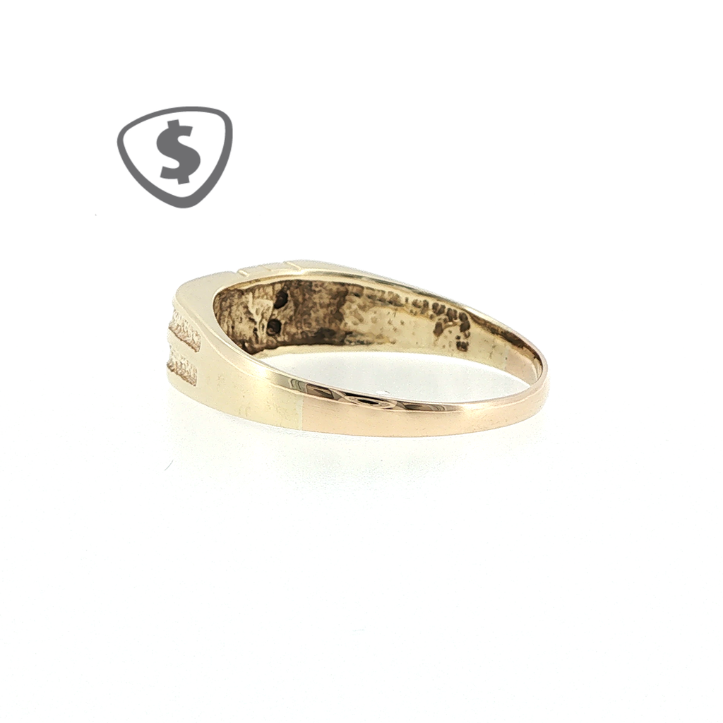 9ct Yellow Gold Signet Ring with Textured Shoulders