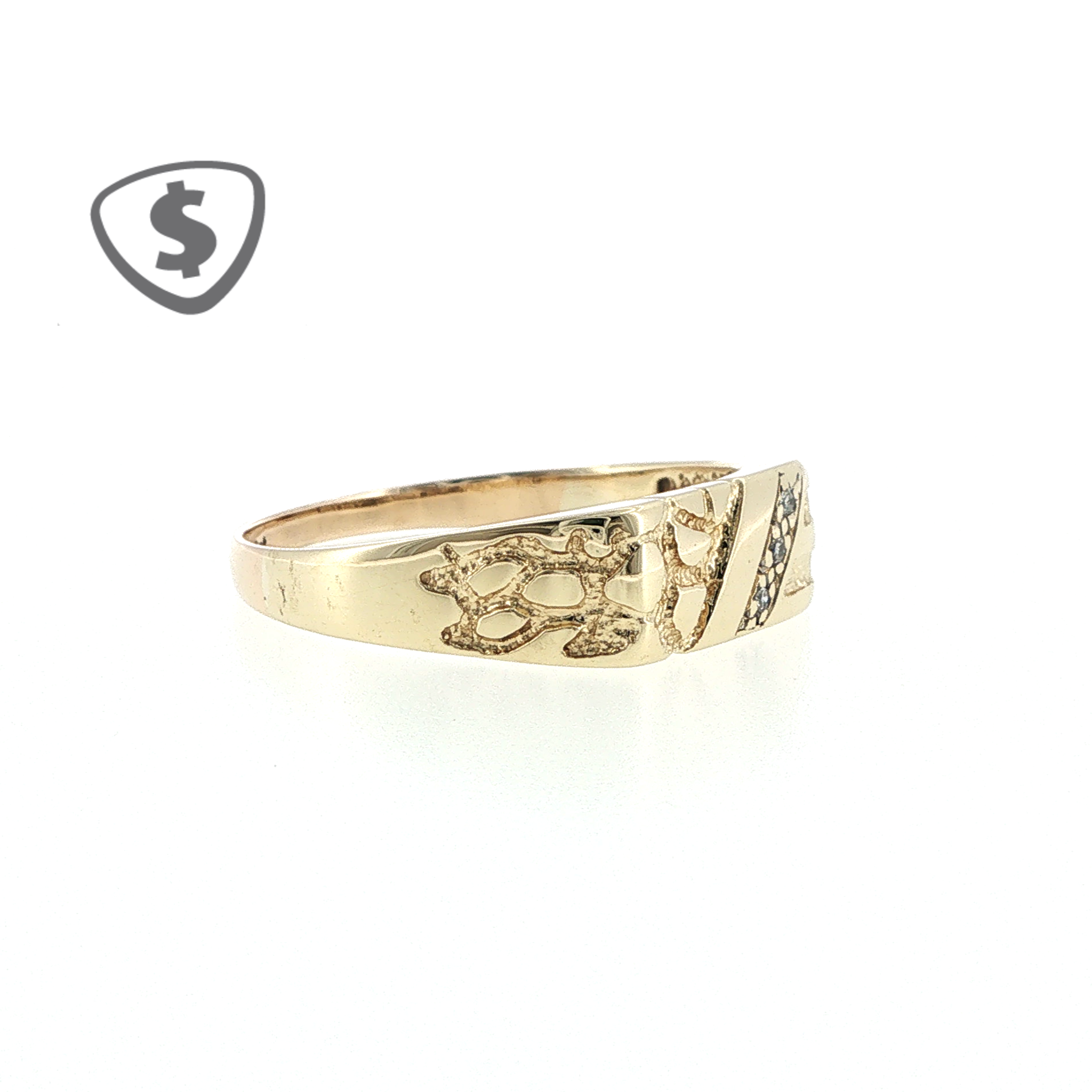 9ct Yellow Gold Signet Ring with Textured Shoulders