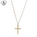9ct Yellow Gold Etched Cross Pendant Necklace