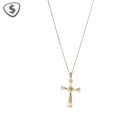 9ct Yellow Gold Flared Cross Pendant Necklace