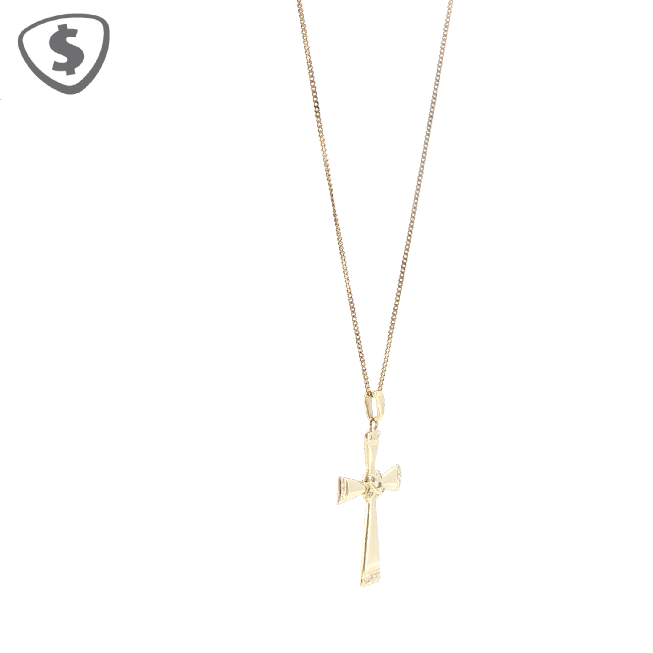 9ct Yellow Gold Flared Cross Pendant Necklace