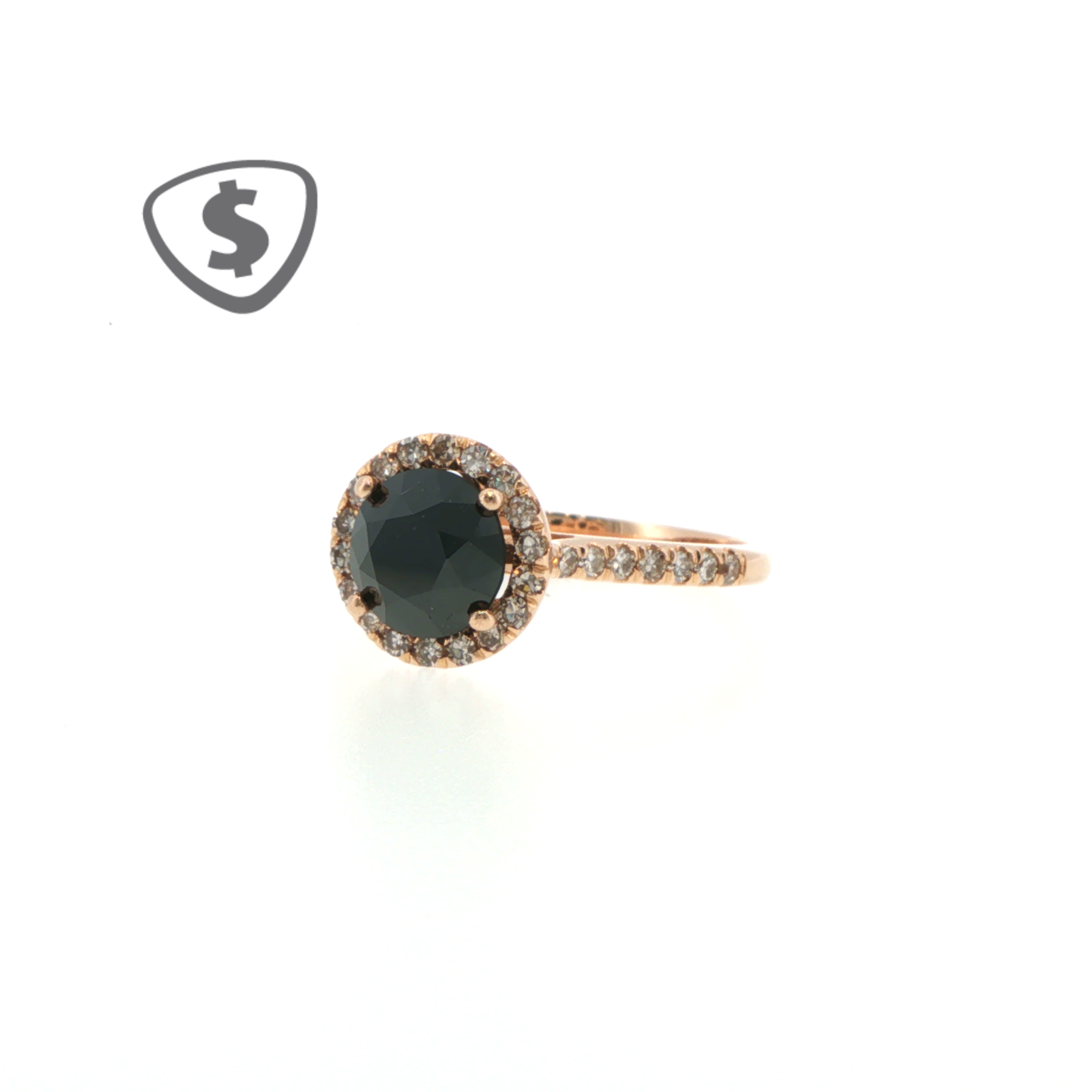 Fancy Black Diamond Halo Ring in 18ct  Gold