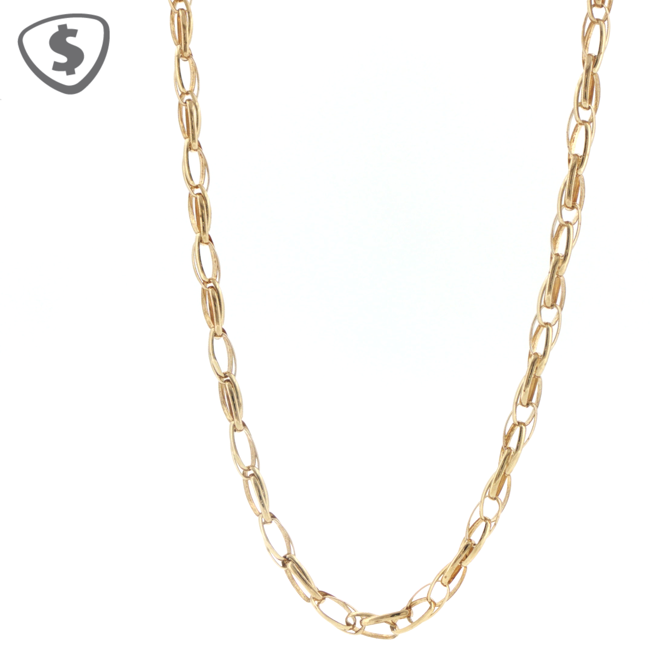 9ct Yellow Gold Elongated Oval Link Chain Necklace