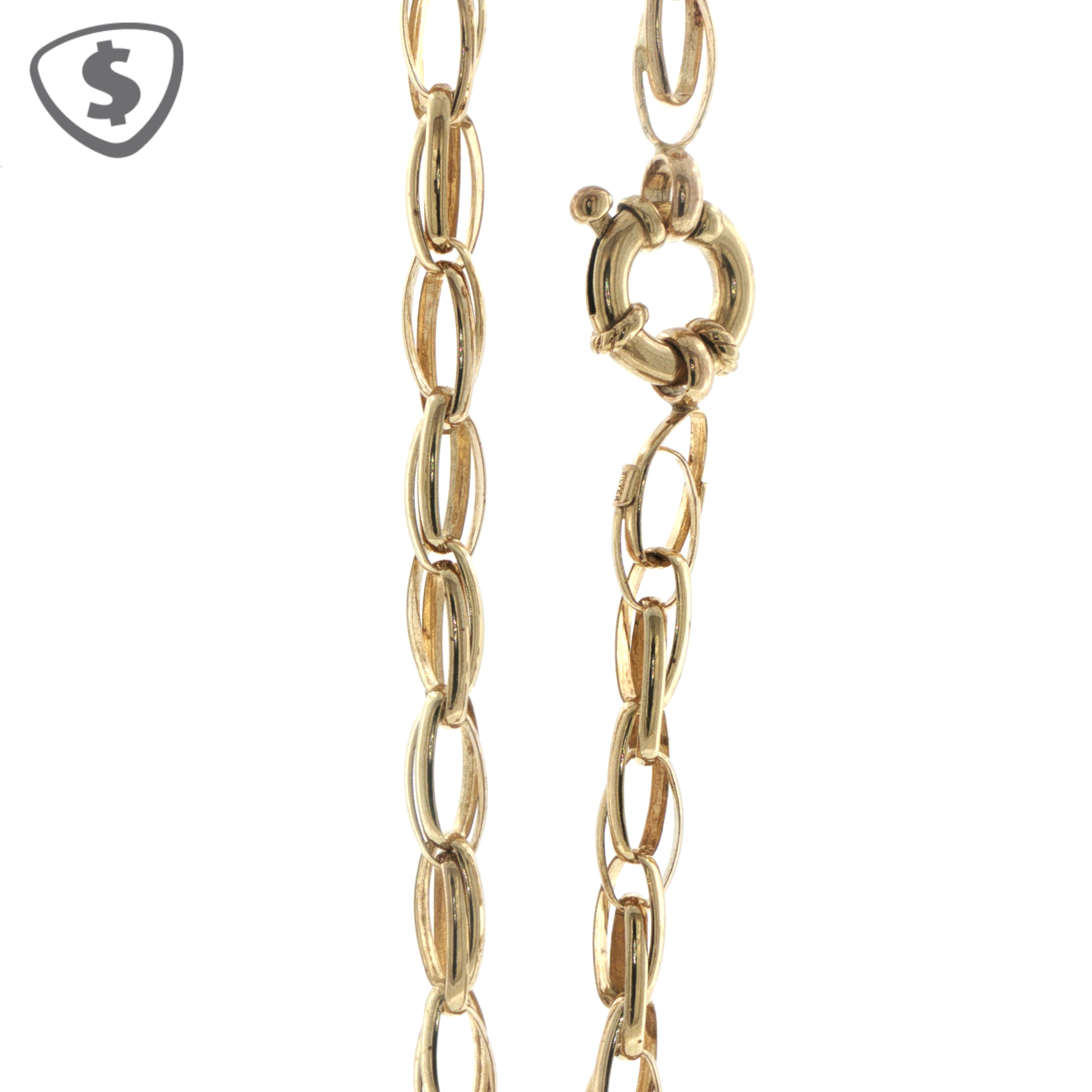 9ct Yellow Gold Elongated Oval Link Chain Necklace