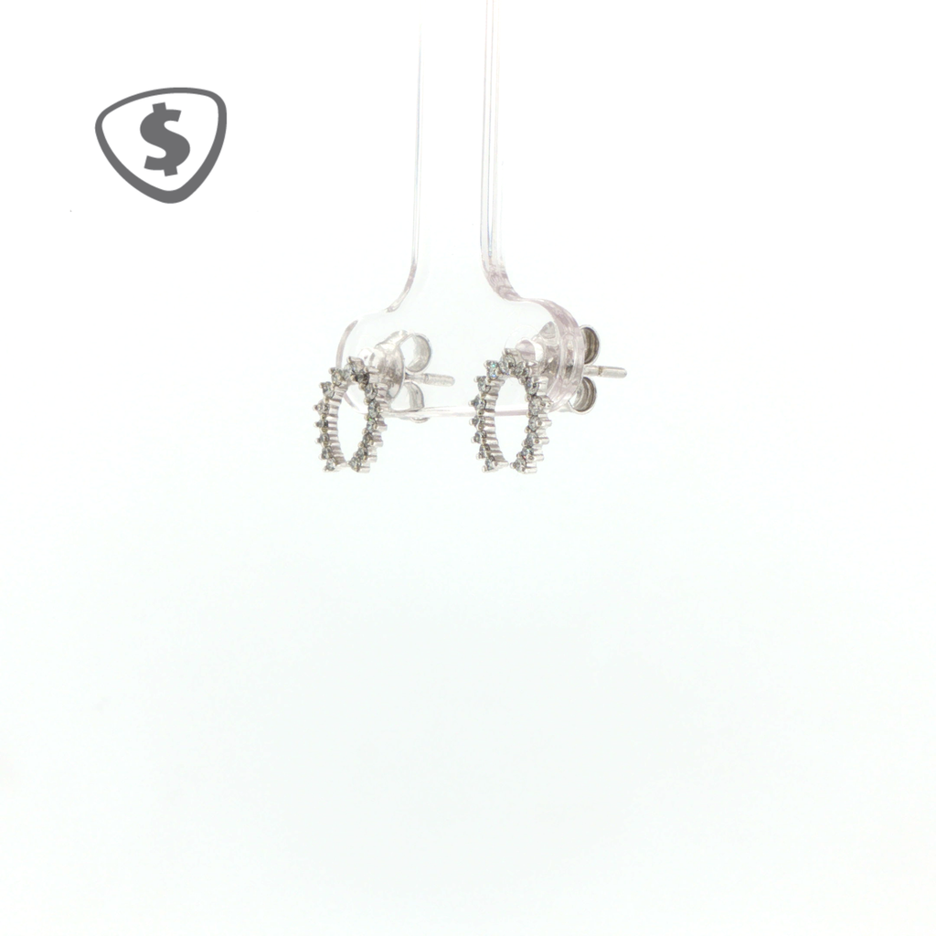9ct White Gold Diamond Crescent Stud Earrings