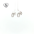 9ct White Gold Diamond Crescent Stud Earrings