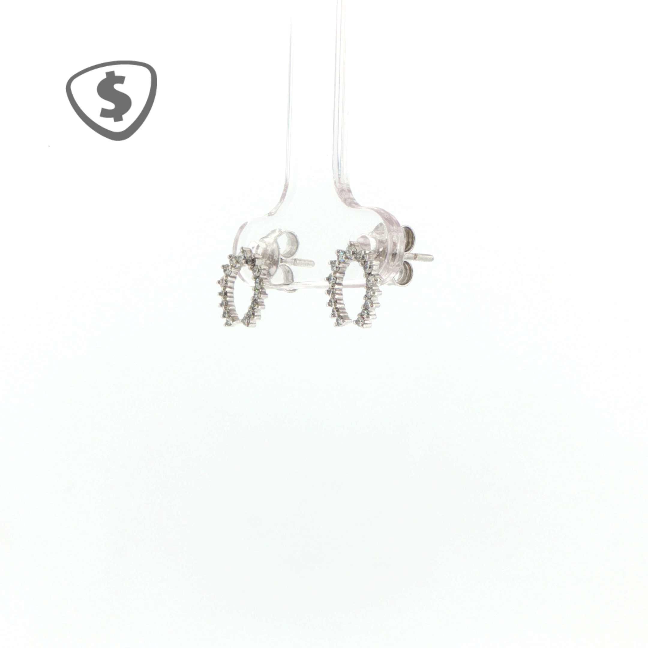 9ct White Gold Diamond Crescent Stud Earrings