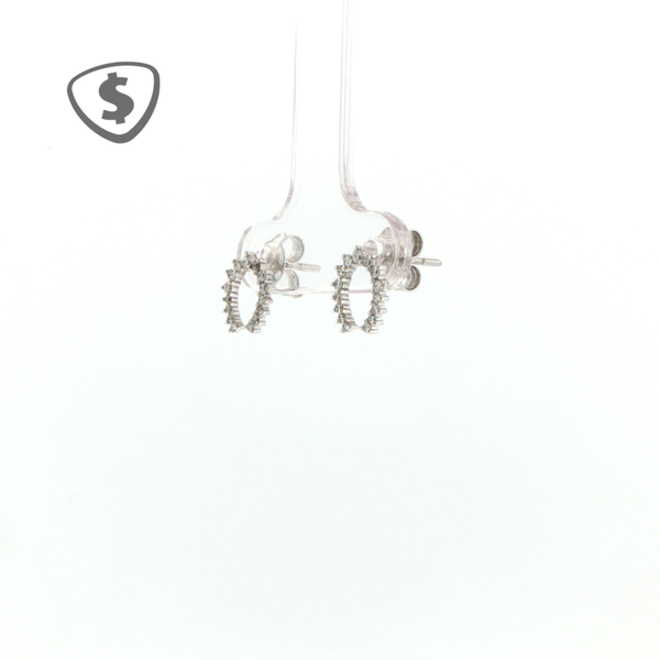 9ct White Gold Diamond Crescent Stud Earrings