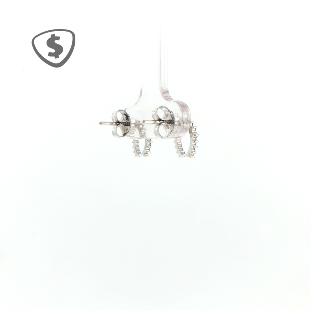 9ct White Gold Diamond Crescent Stud Earrings