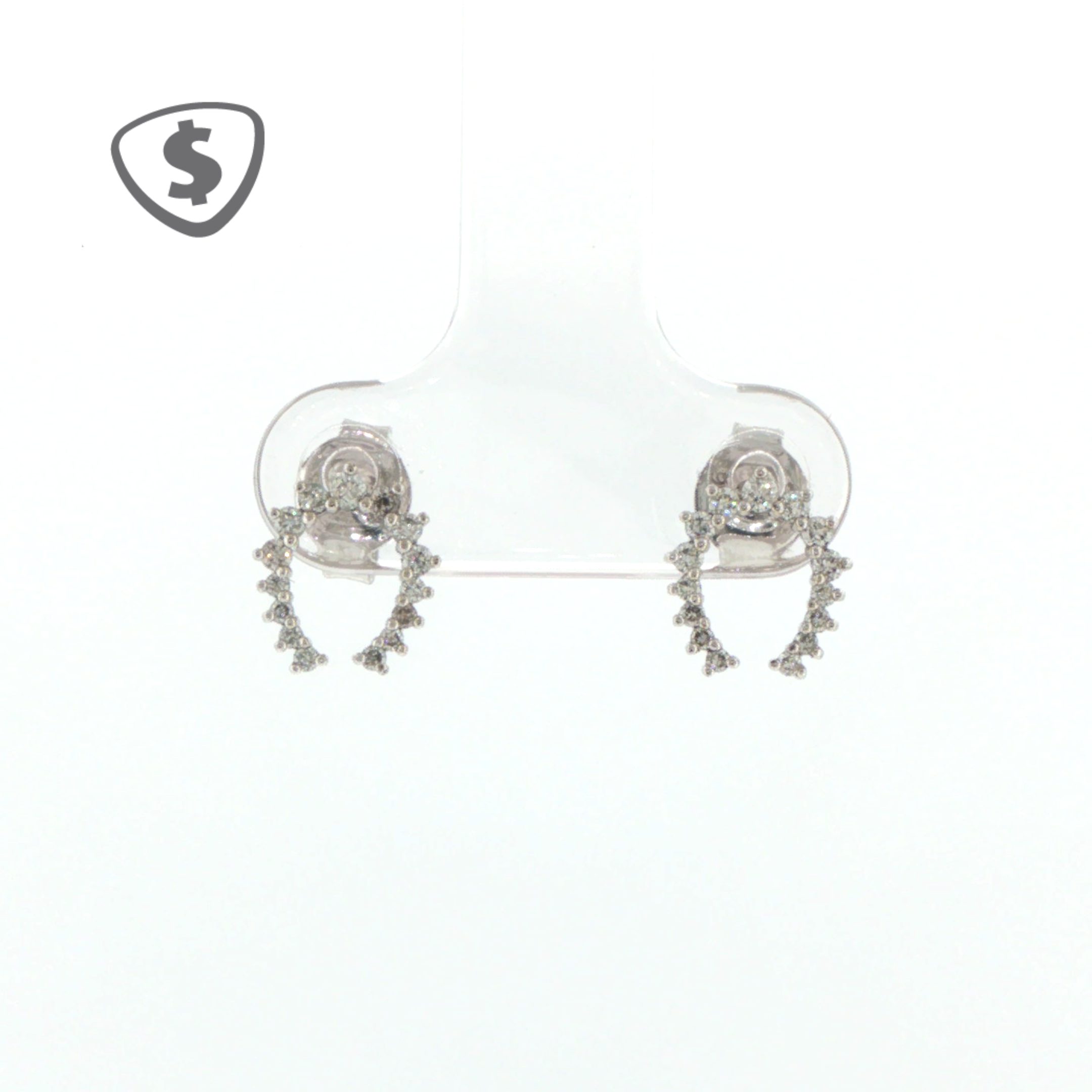 9ct White Gold Diamond Crescent Stud Earrings