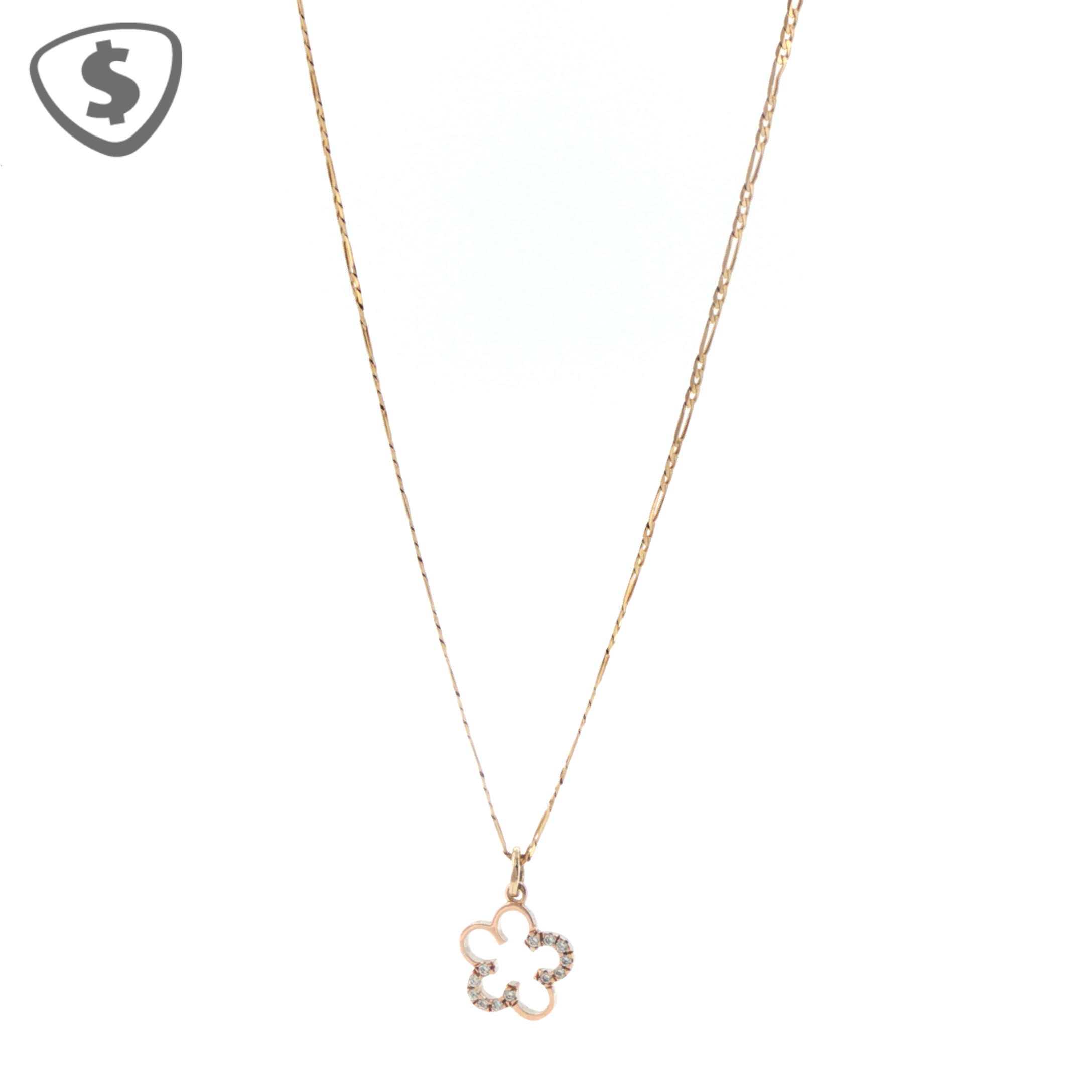Openwork Flower Pendant on 9ct Yellow Gold Chain