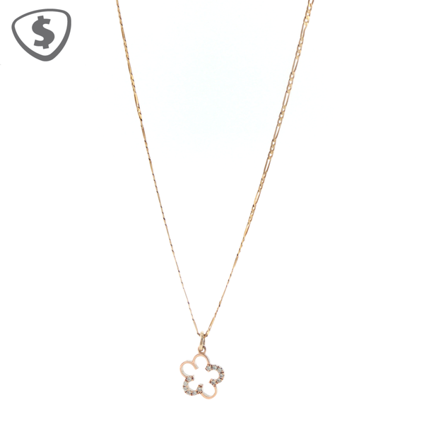 Openwork Flower Pendant on 9ct Yellow Gold Chain