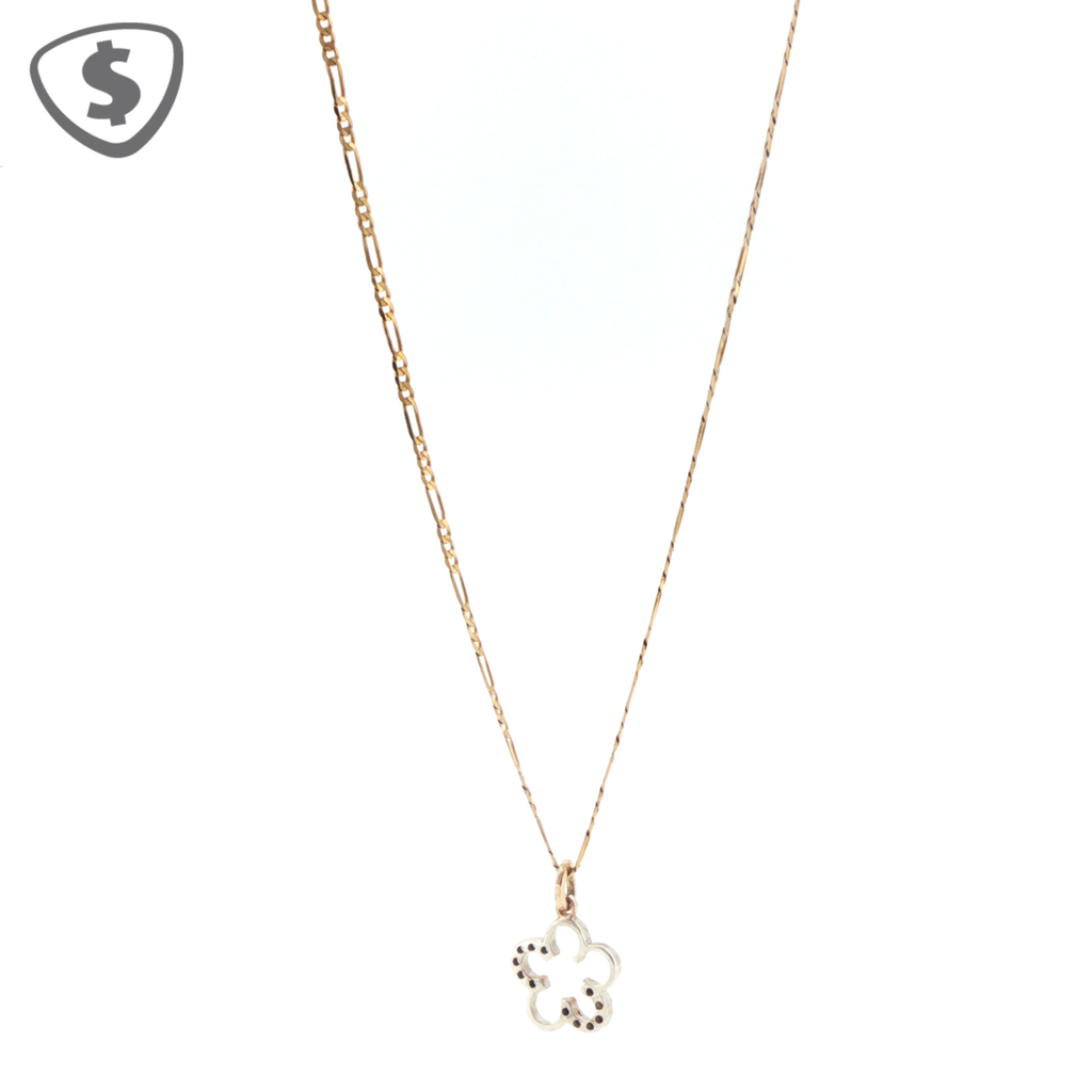 Openwork Flower Pendant on 9ct Yellow Gold Chain