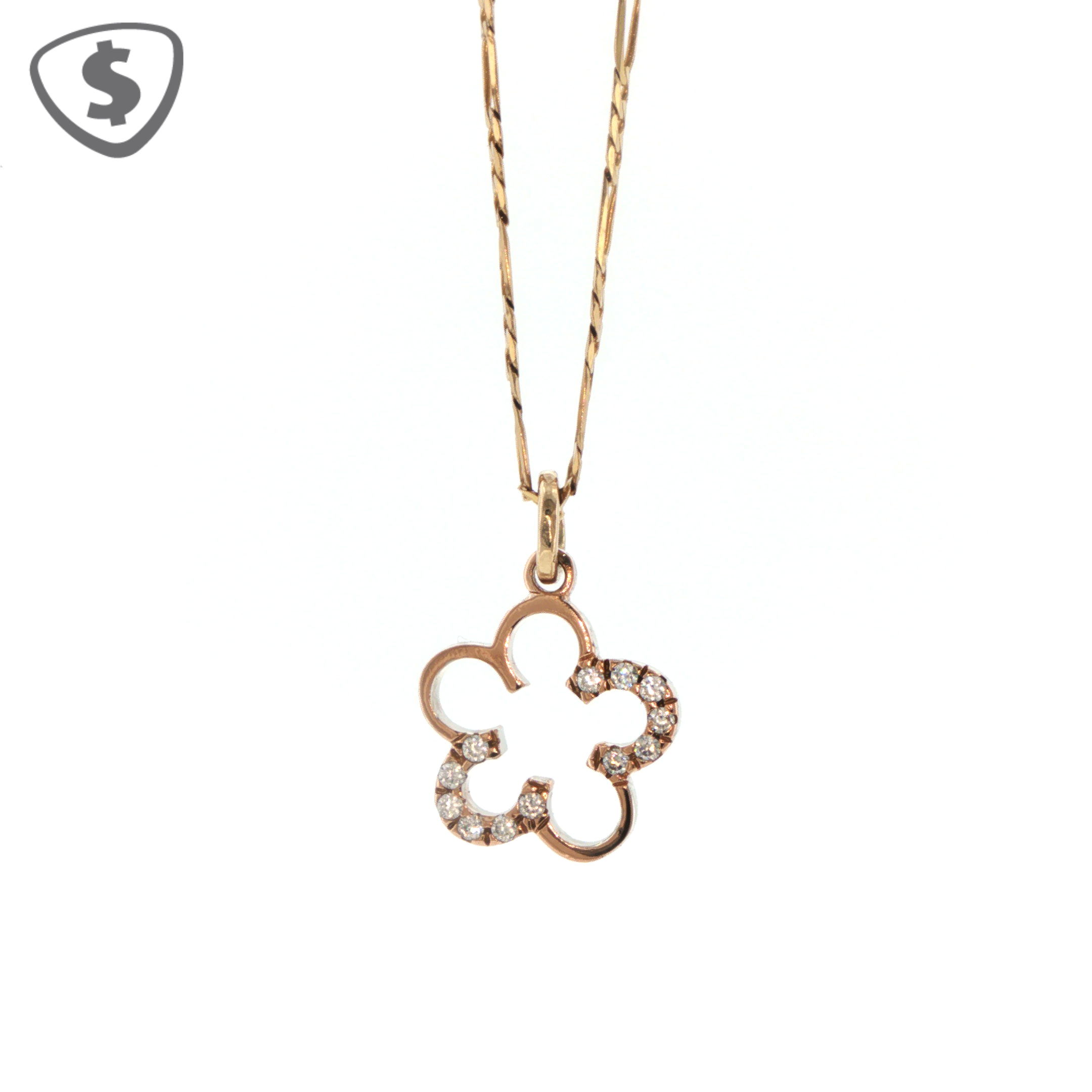 Openwork Flower Pendant on 9ct Yellow Gold Chain