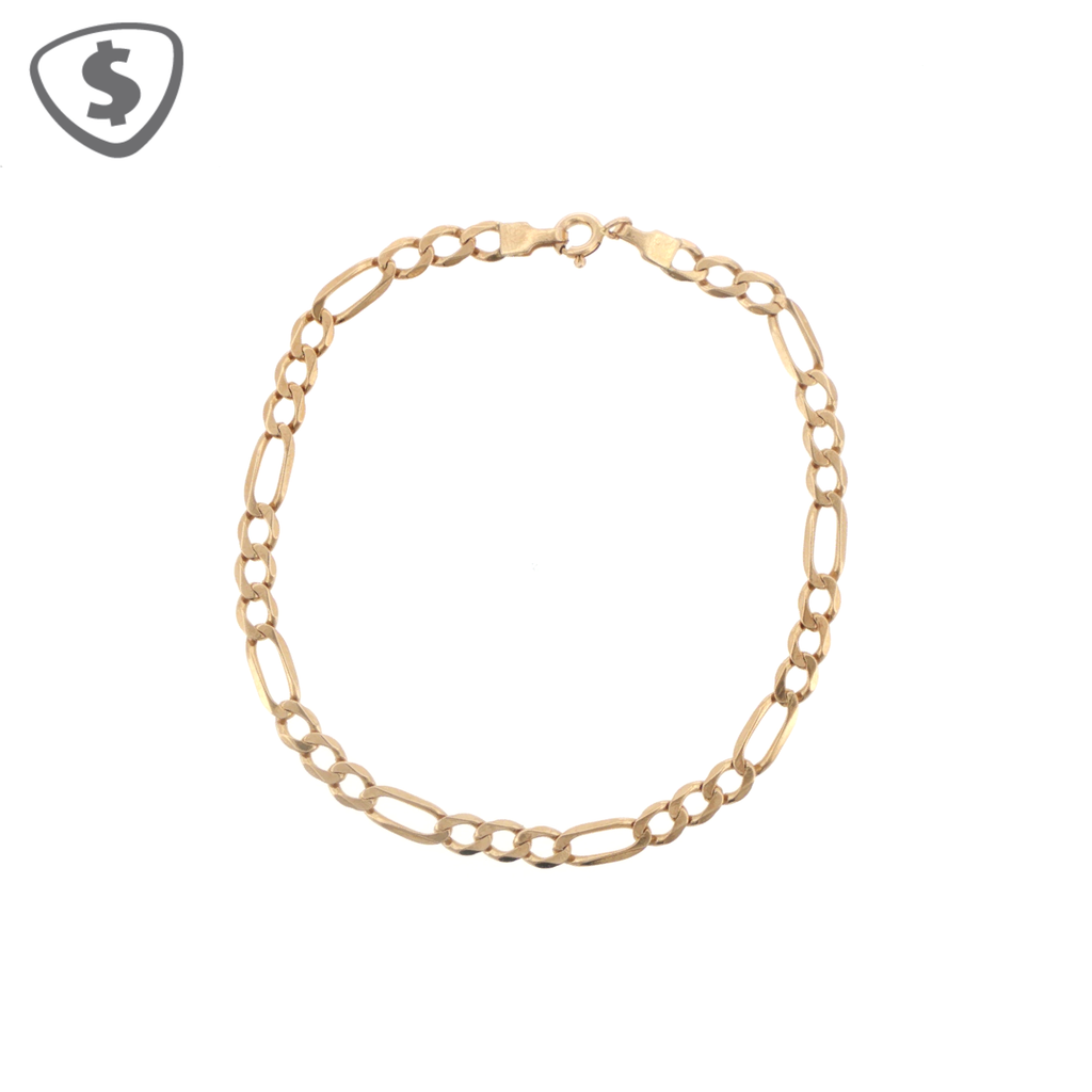 Classic Figaro Link Chain Bracelet in 9ct Yellow Gold