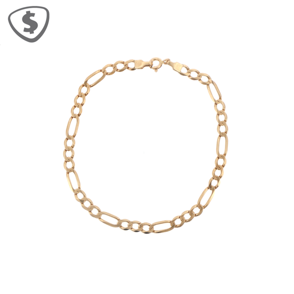 Classic Figaro Link Chain Bracelet in 9ct Yellow Gold