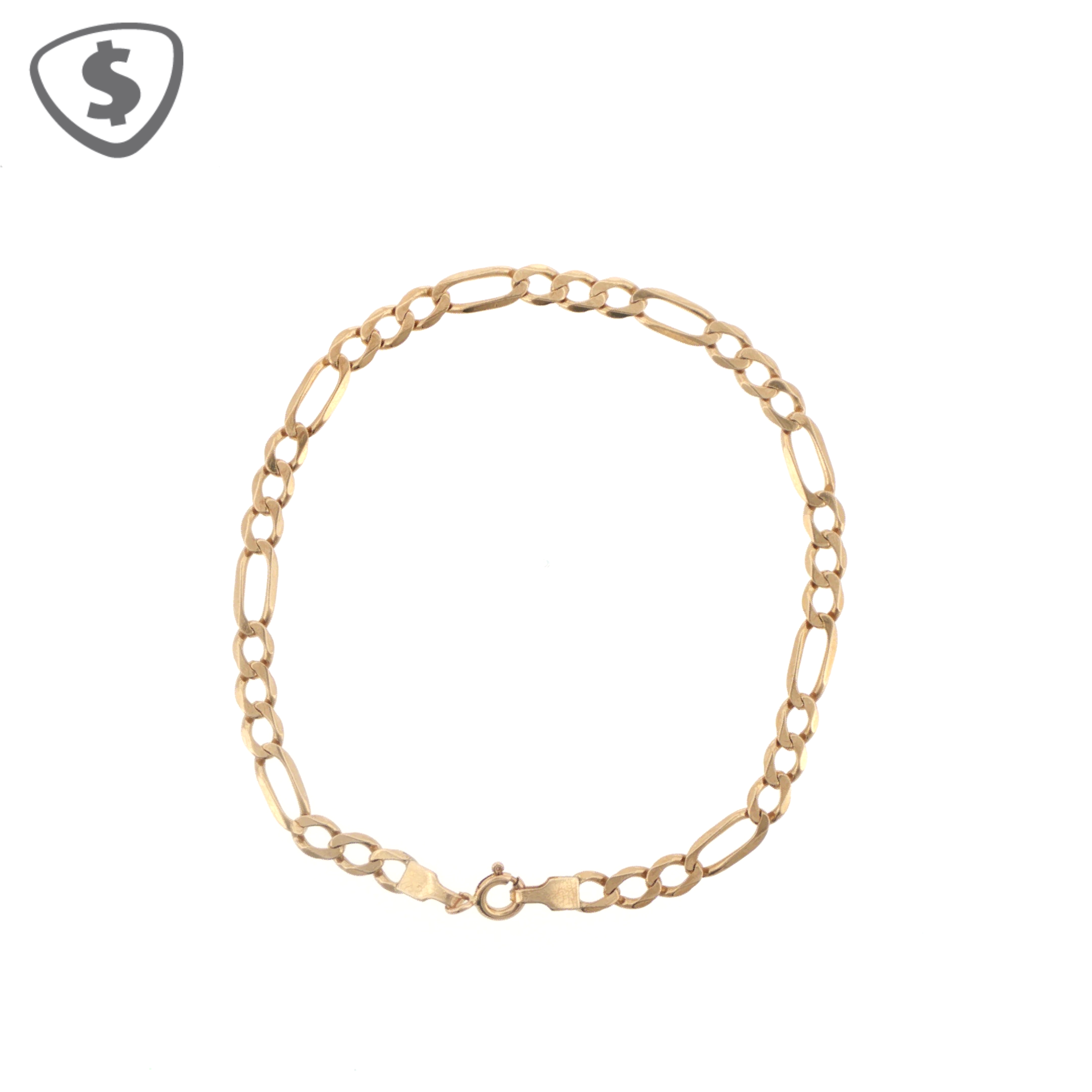 Classic Figaro Link Chain Bracelet in 9ct Yellow Gold