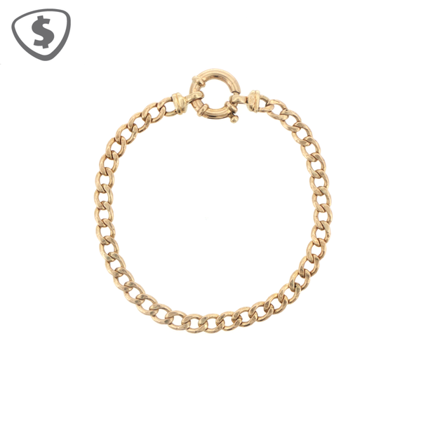 9ct Yellow Gold Curb Chain Bracelet with Bolt Ring Clasp