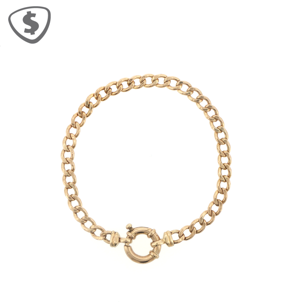 9ct Yellow Gold Curb Chain Bracelet with Bolt Ring Clasp