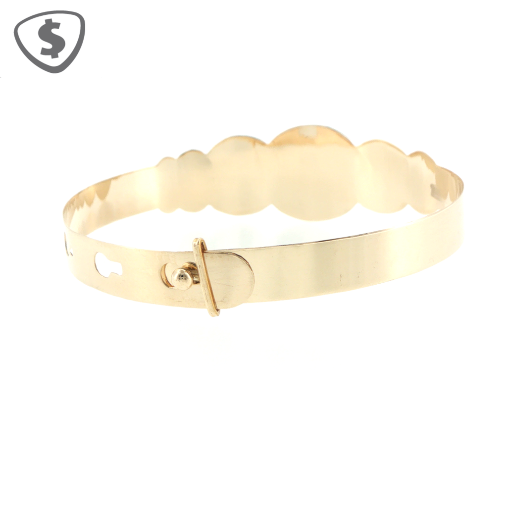 9ct Yellow Gold Engraved Leaf Motif Adjustable Baby Bangle