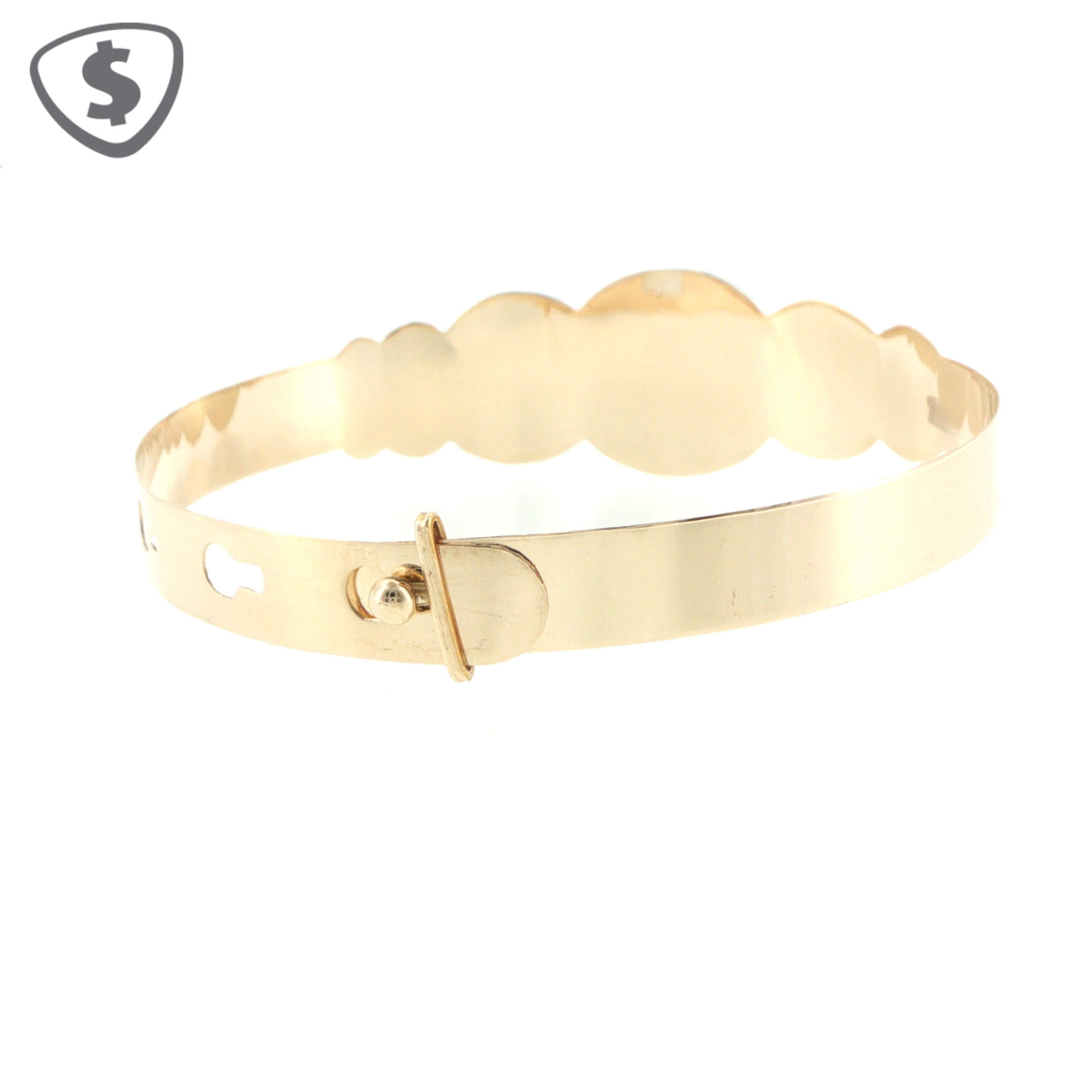 9ct Yellow Gold Engraved Leaf Motif Adjustable Baby Bangle