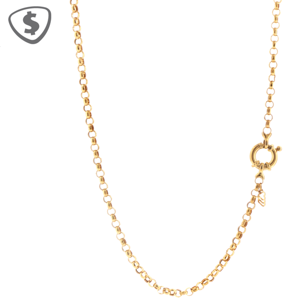 9ct Yellow Gold Rolo Chain Necklace with Oversized Spring Ring Clasp