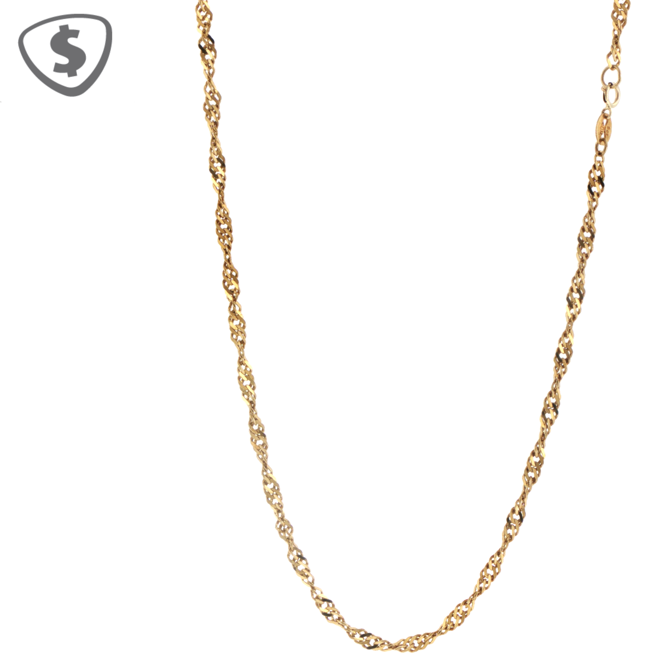 9ct Yellow Gold Twisted Link Chain Necklace