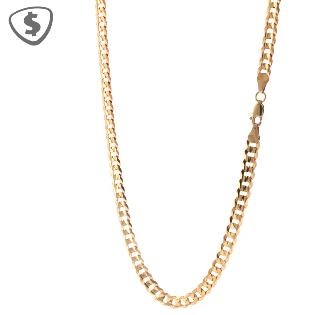 Classic 9ct Yellow Gold Cuban Link Chain Necklace
