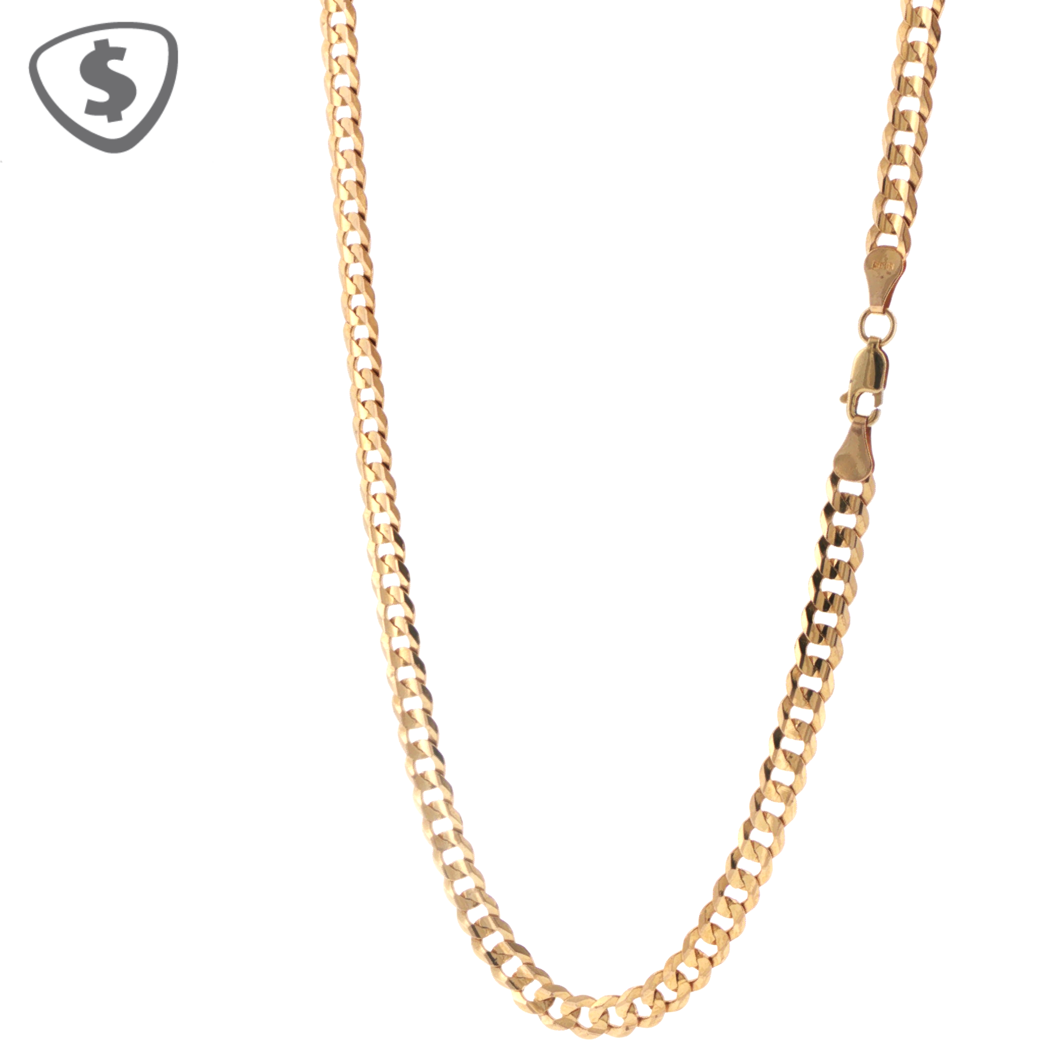 Classic 9ct Yellow Gold Cuban Link Chain Necklace