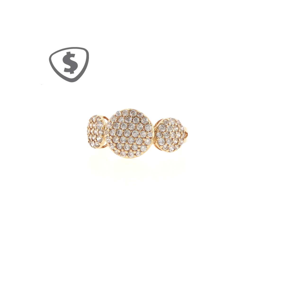 18ct Yellow Gold Three-Circle Cluster Cocktail Ring