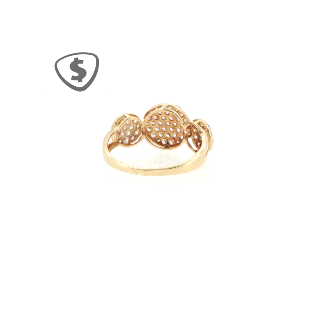 18ct Yellow Gold Three-Circle Cluster Cocktail Ring
