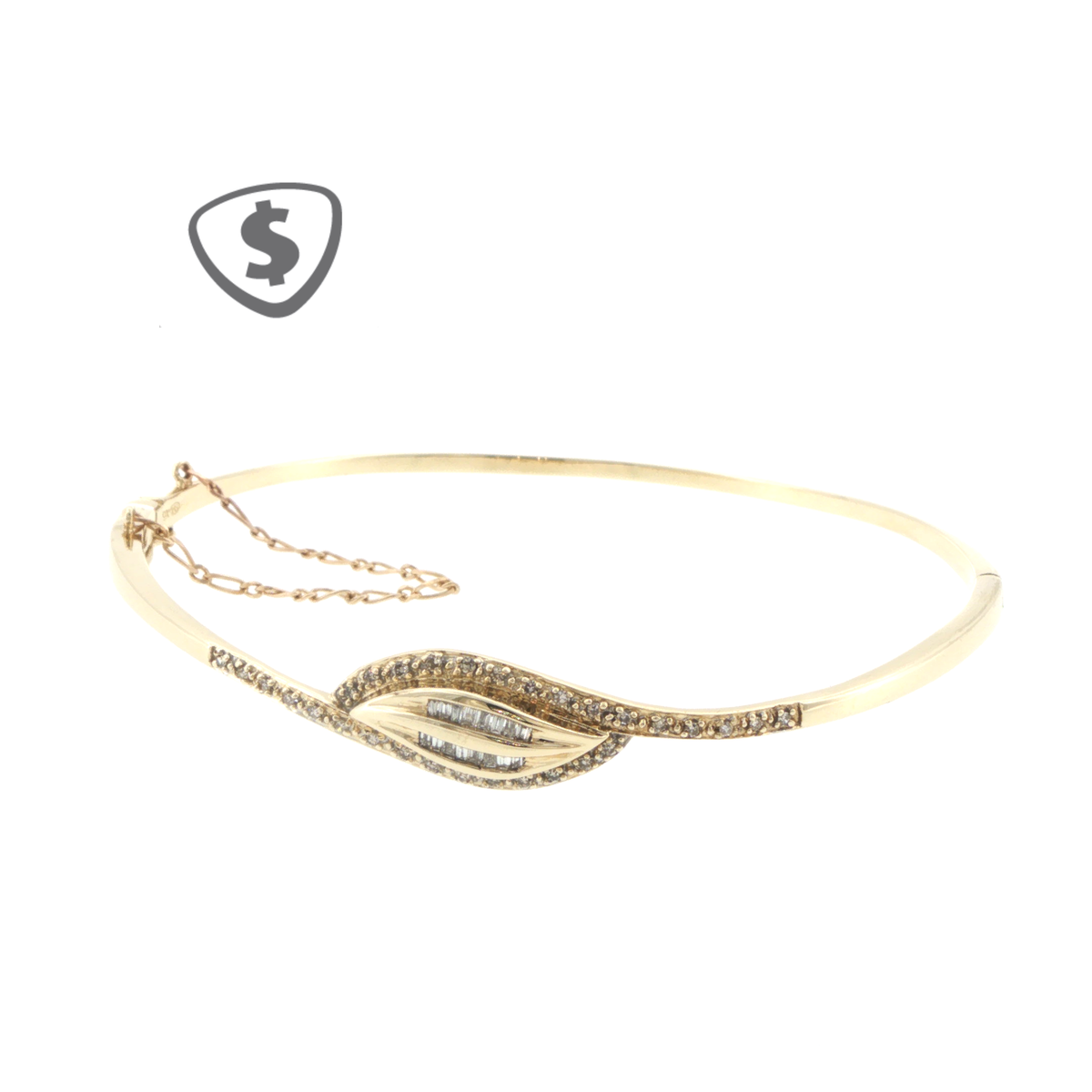 9ct Yellow Gold Accent Marquise Bangle