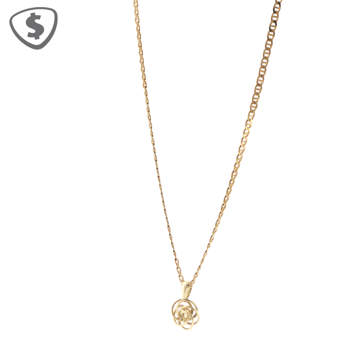 Diamond Swirl Pendant Necklace in 9ct Yellow Gold