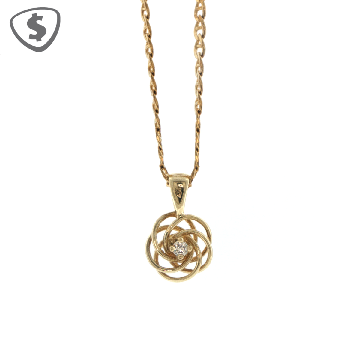 Diamond Swirl Pendant Necklace in 9ct Yellow Gold