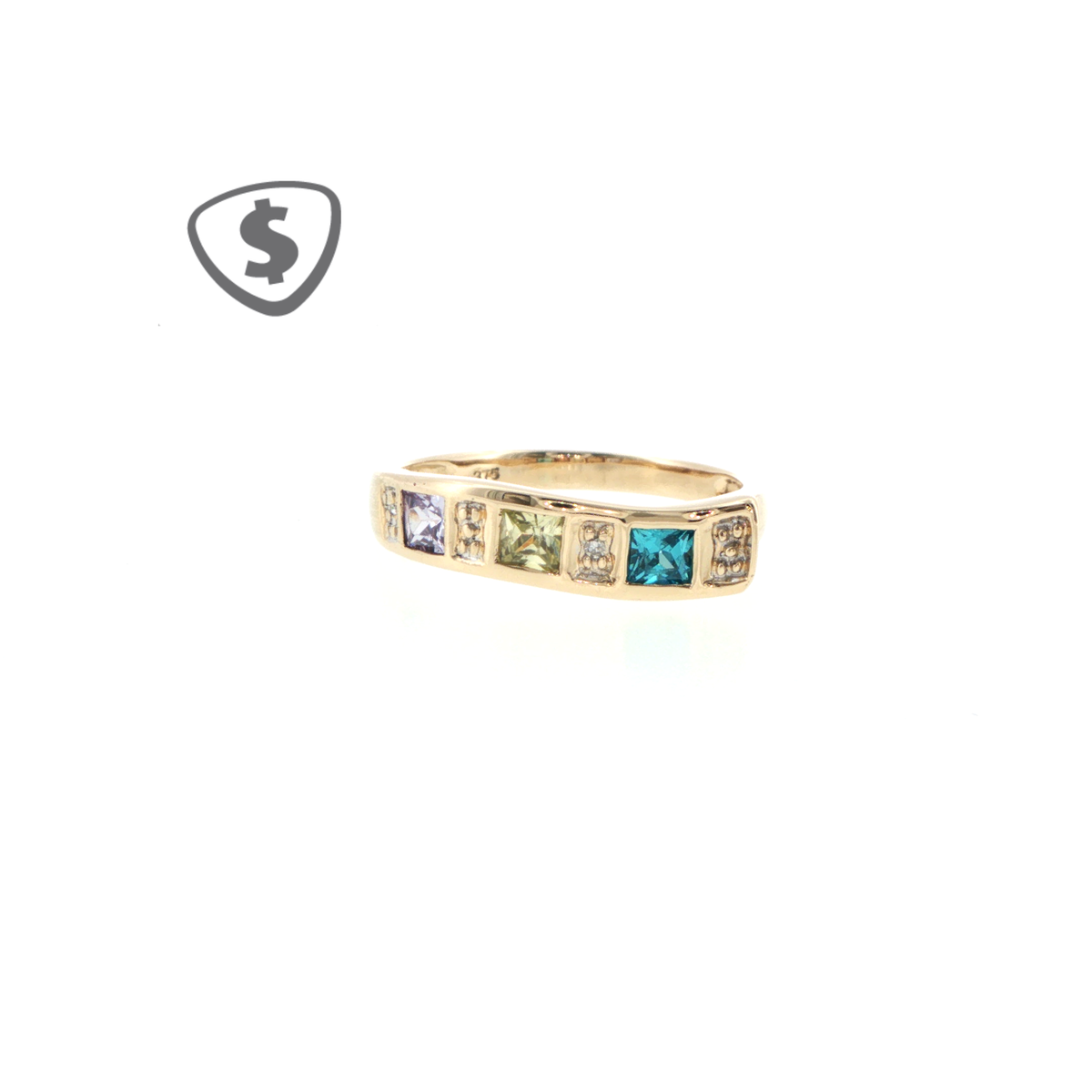 9ct Yellow Gold Square-Cut Multi-Coloured Topaz Ring