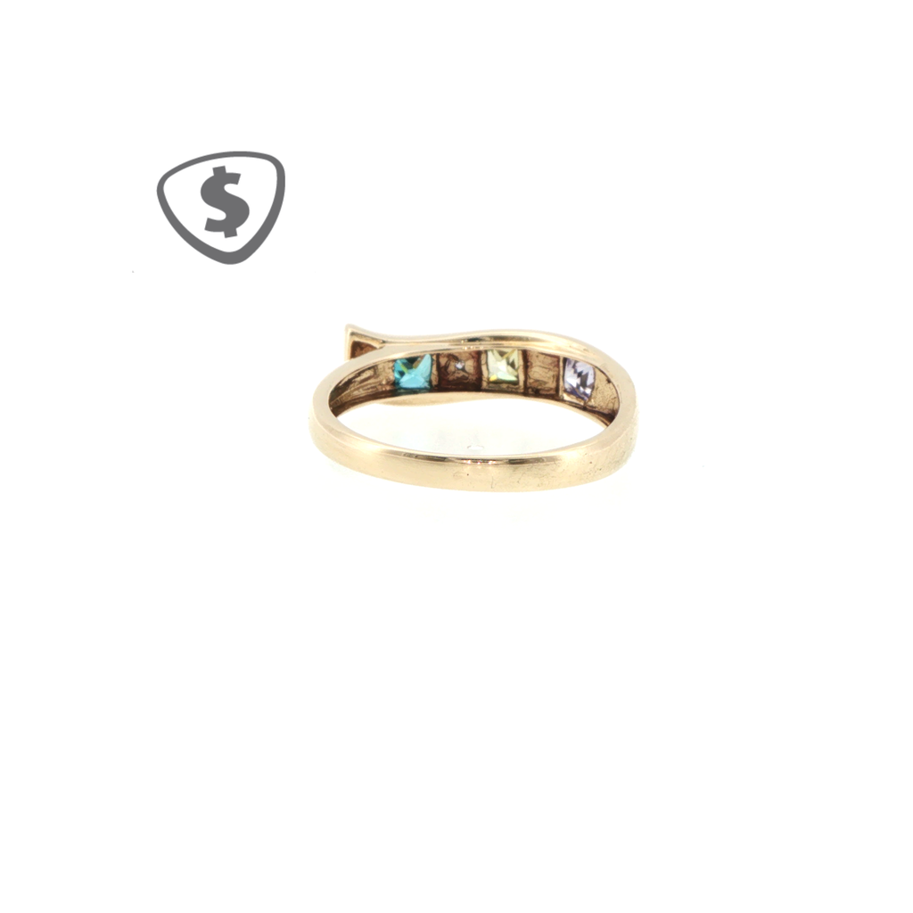9ct Yellow Gold Square-Cut Multi-Coloured Topaz Ring