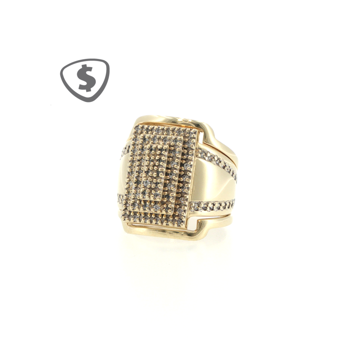 Rectangular Diamond Cluster Signet Ring in 9ct Yellow Gold