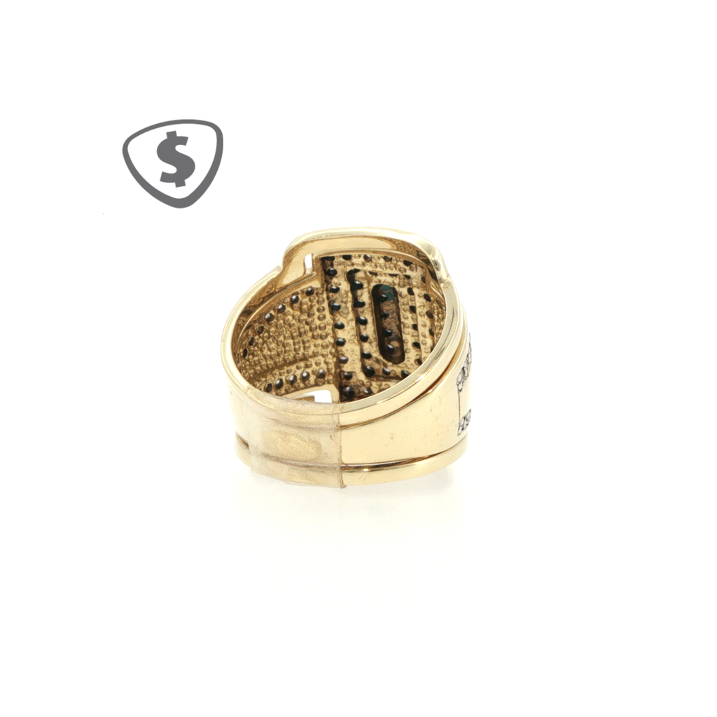 Rectangular Diamond Cluster Signet Ring in 9ct Yellow Gold
