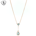 Aquamarine Y-Drop Necklace in 9ct Yellow Gold