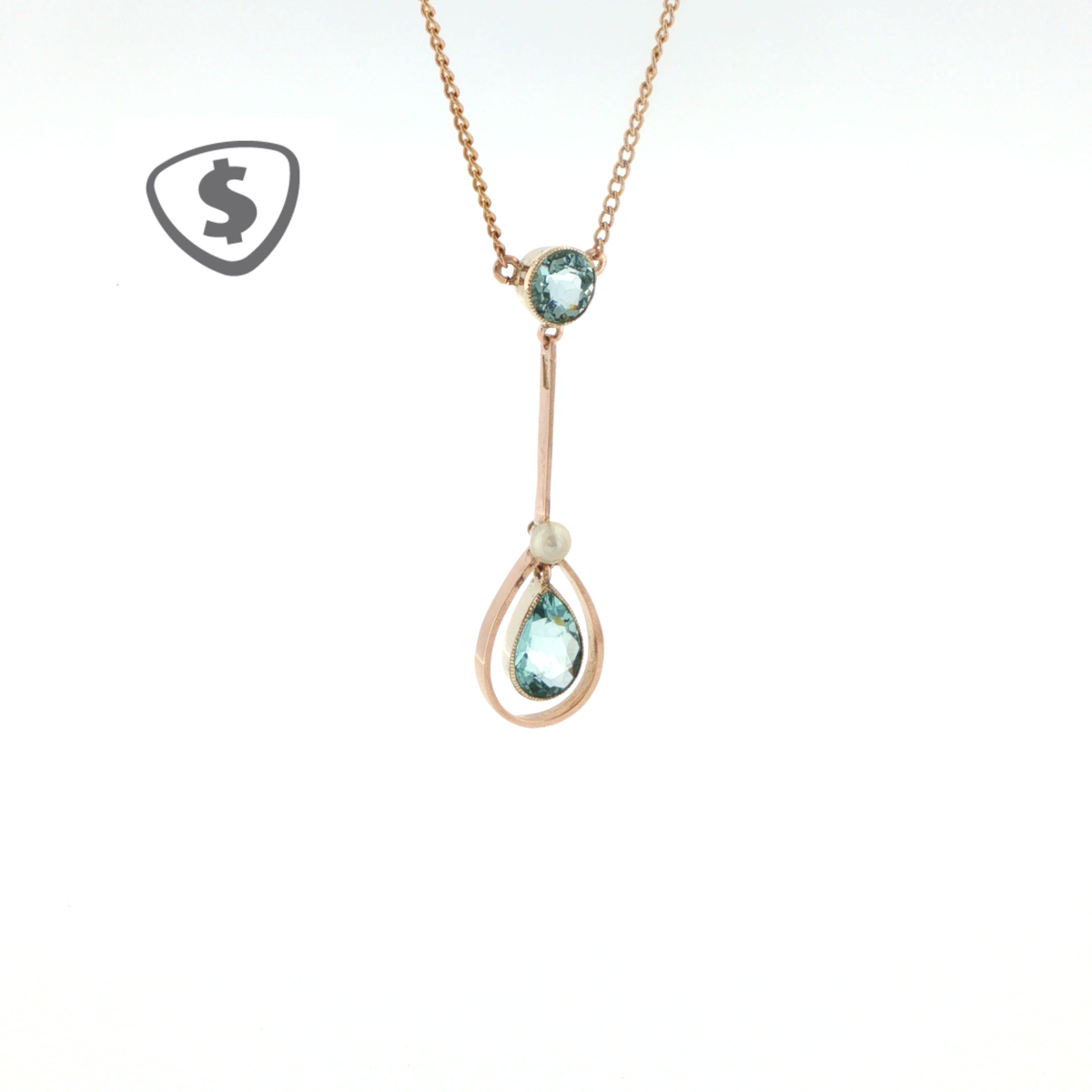Aquamarine Y-Drop Necklace in 9ct Yellow Gold