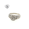 9ct White Gold Diamond Cluster Engagement Ring with Baguette Shoulders