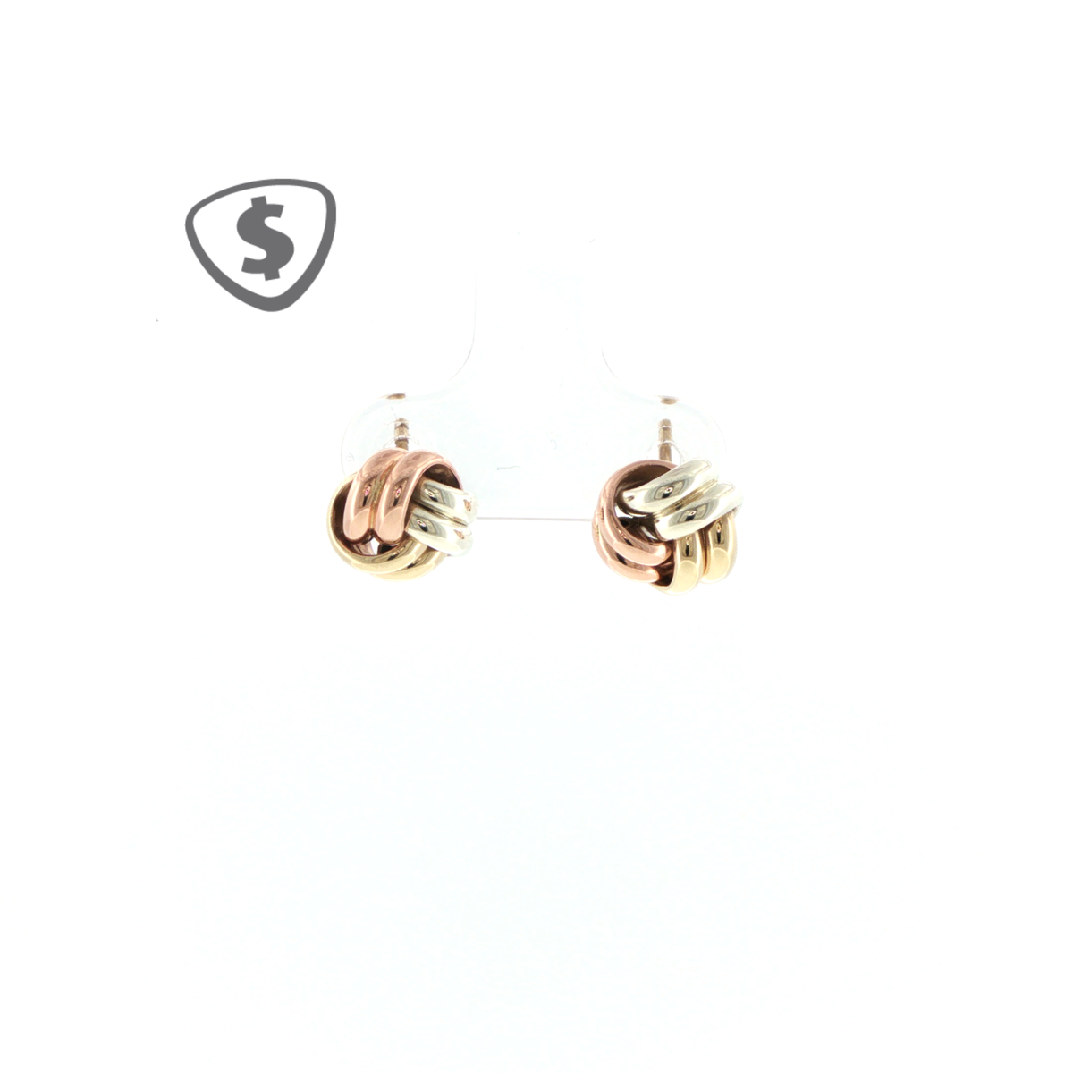 Tri-Colour 9ct Gold Knot Stud Earrings