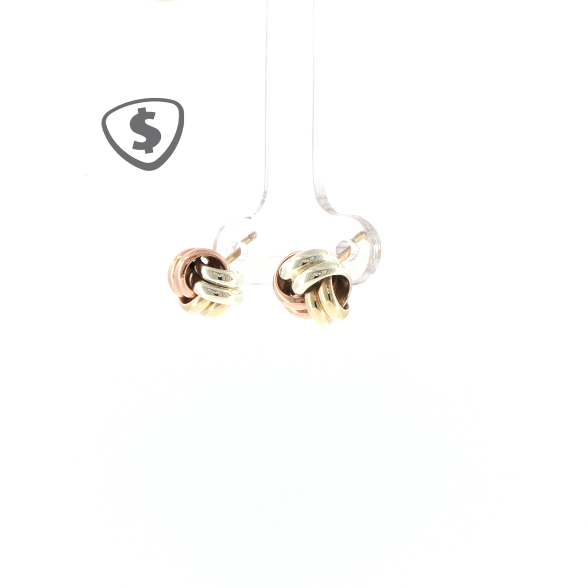 Tri-Colour 9ct Gold Knot Stud Earrings