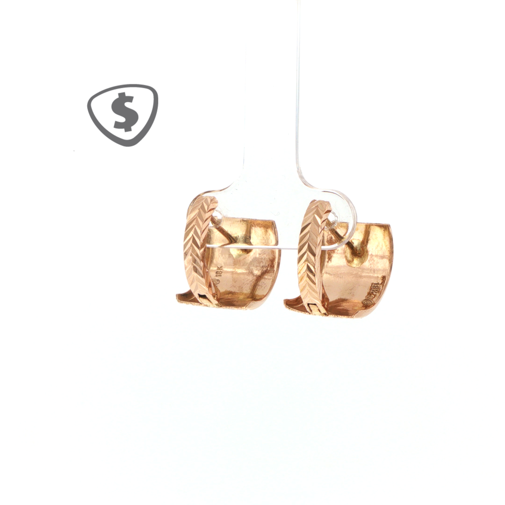 Textured Diagonal Stripe 18ct Rose Gold Wide Hoop Earrings