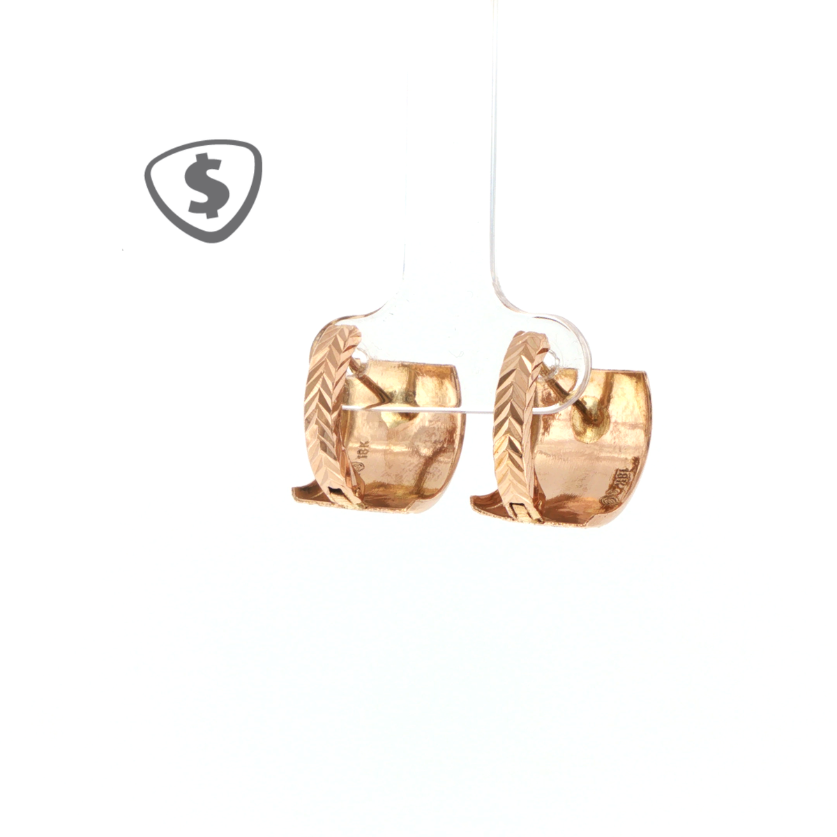 Textured Diagonal Stripe 18ct Rose Gold Wide Hoop Earrings