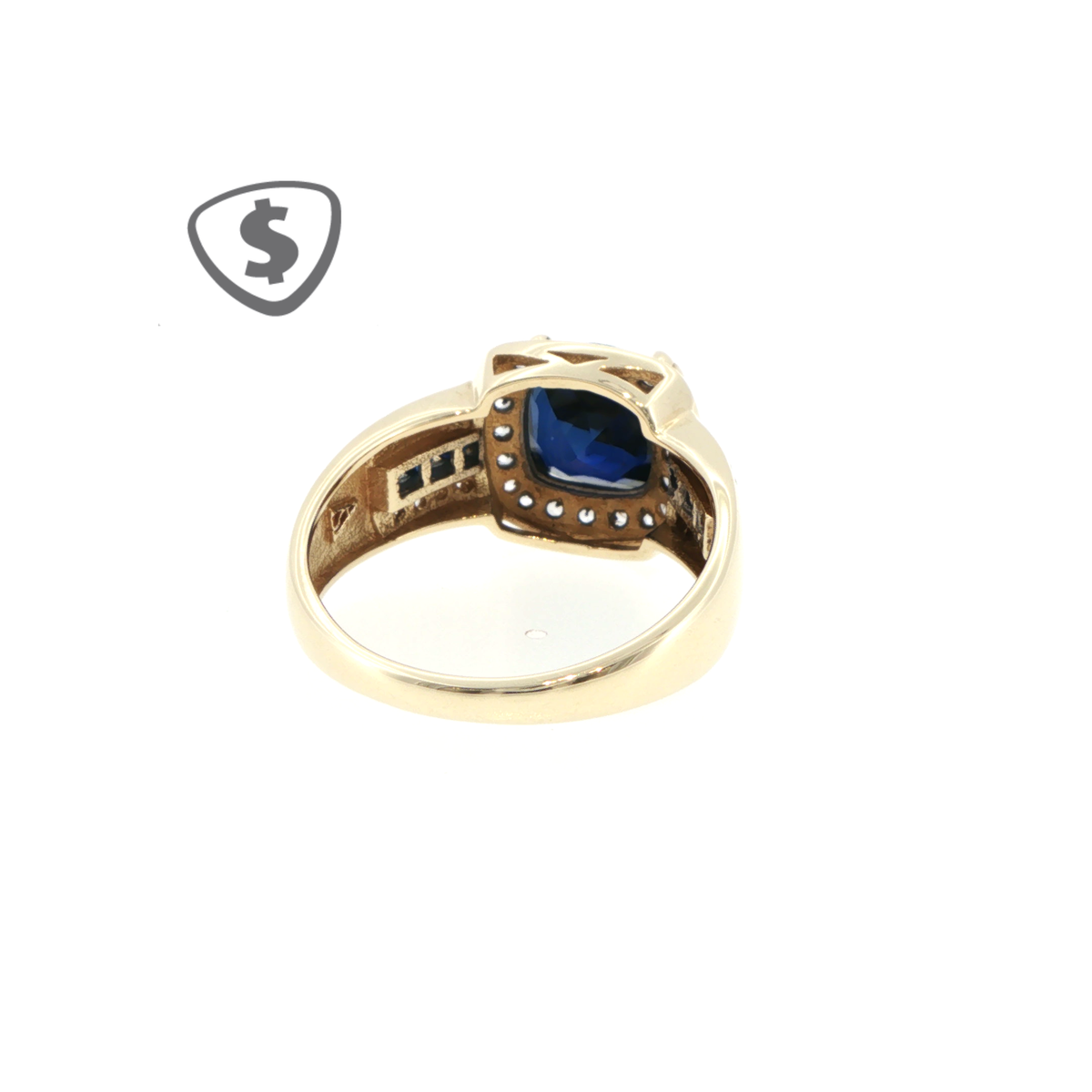 9ct Yellow Gold Royal Blue Sapphire Halo Cocktail Ring