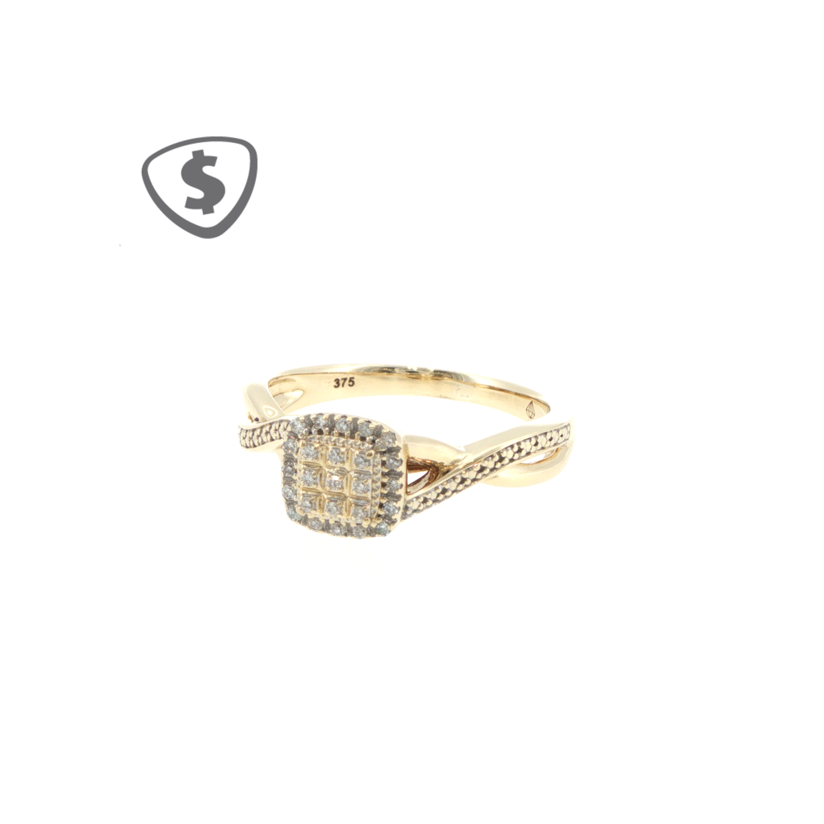 Diamond Cluster Halo Ring in 9ct Yellow Gold