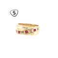 9ct Yellow Gold Ruby and CZ Crossover Ring
