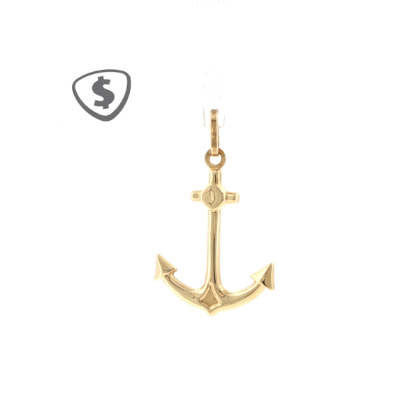 Polished 18ct Yellow Gold Anchor Motif Pendant